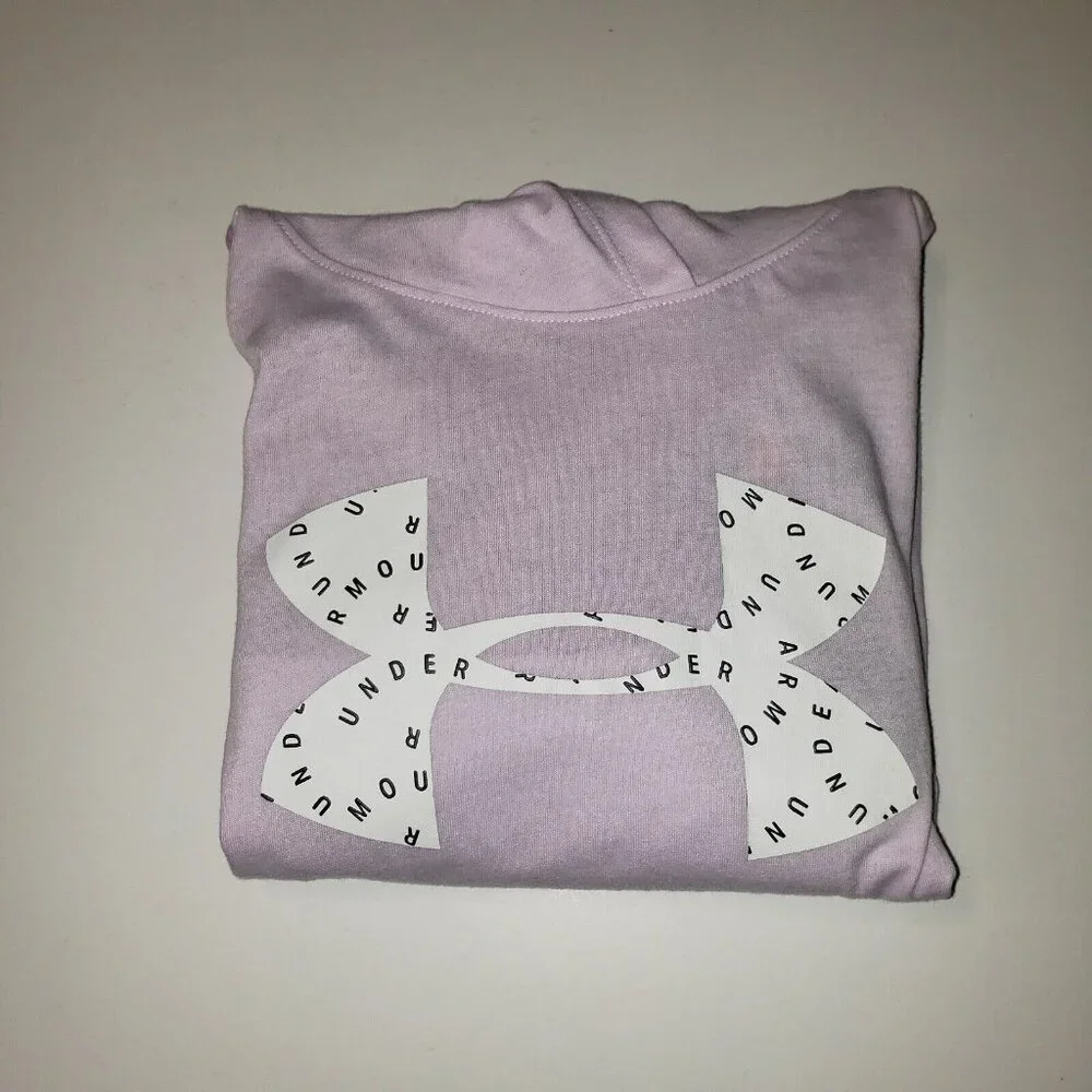 Under Armour Favorite Jersey Hoodie Girls' XLarge Purple & White Logo Athleisure - Picture 16 of 16